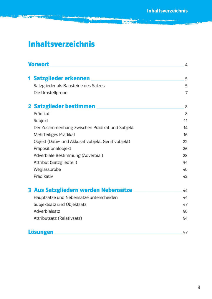 10-Minuten-Training Deutsch Grammatik Satzglieder bestimmen 5.-7. Klasse | -