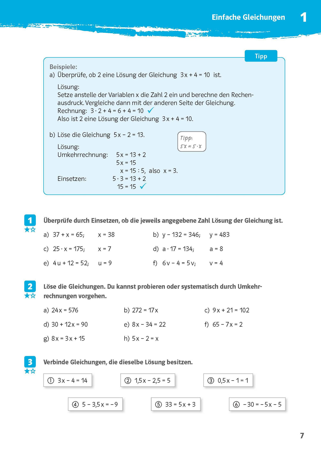 10-Minuten-Training Mathematik Gleichungen lösen 7. - 10. Klasse | -