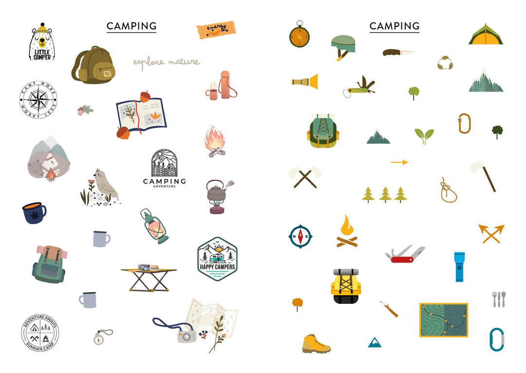 Bullet Journal Stickerbuch - Camping & Nature Love - Über 600 Sticker für al...