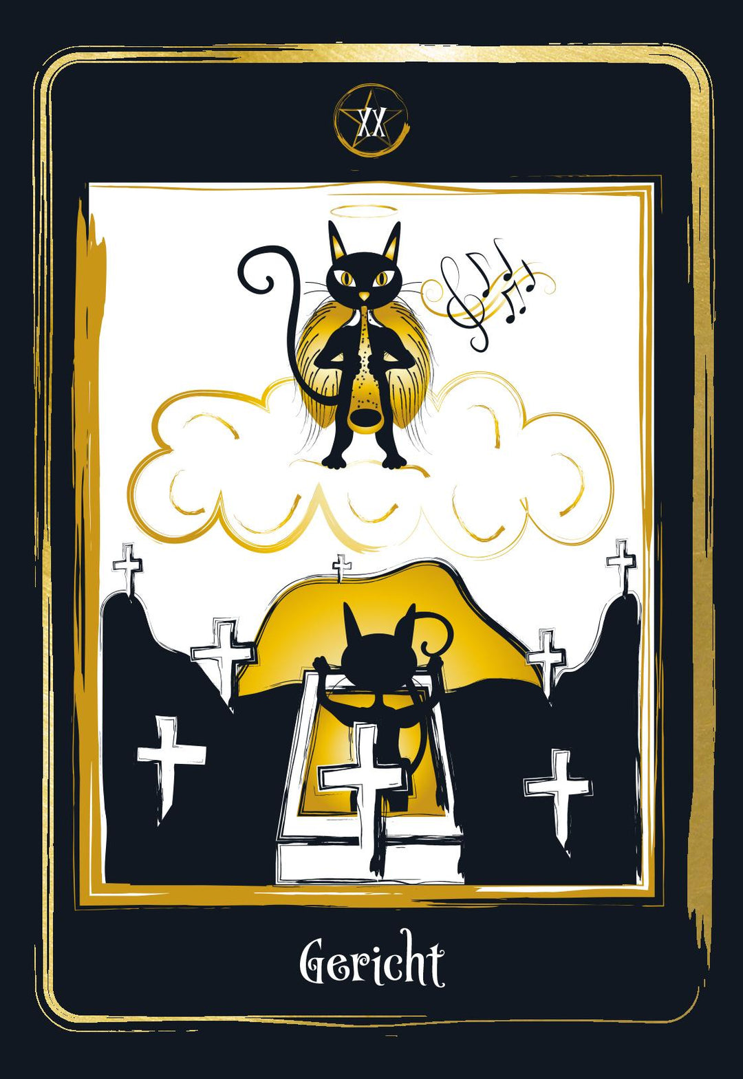 Golden Black Cat Tarot - Hochwertige Stülpdeckelschachtel mit Goldfolie | de...