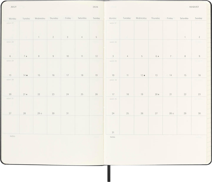 Moleskine 18 Monate Wochen Notizkalender 2025/2026, L/A5, 1 Wo = 1 Seite, Re...