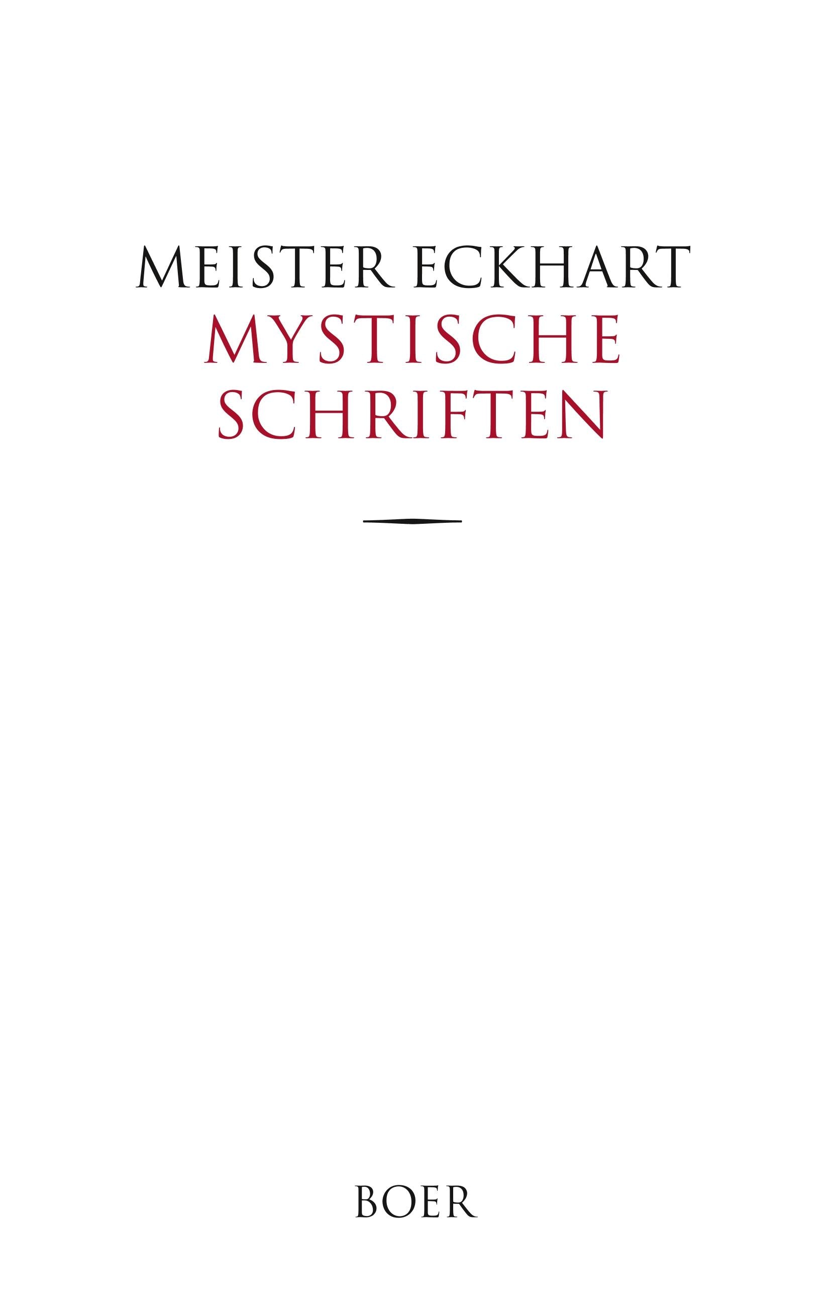 Mystische Schriften | Eckhart, Meister