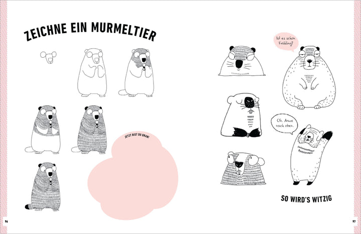 Witzige Tiere zeichnen. Von Alpaka bis Waschbär - mit vielen individuellen V...