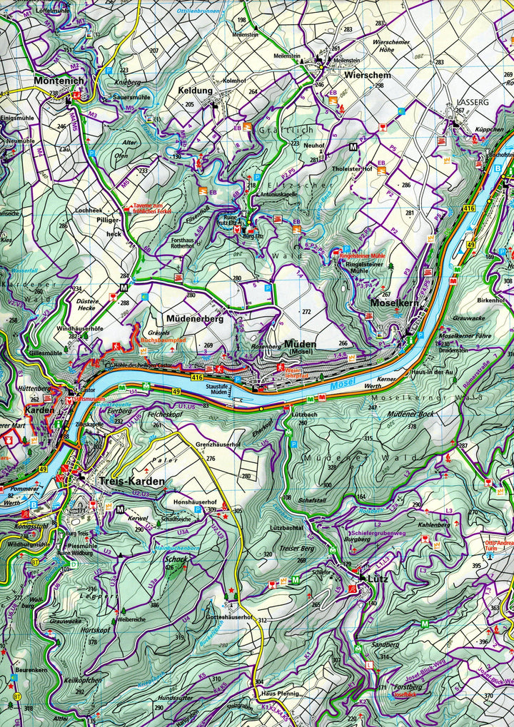 Kümmerly+Frey Outdoorkarte Deutschland 21 Untermosel, Cochem bis Koblenz 1:3...