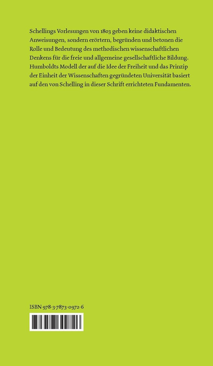 Vorlesungen über die Methode (Lehrart) des akademischen Studiums | Schelling...