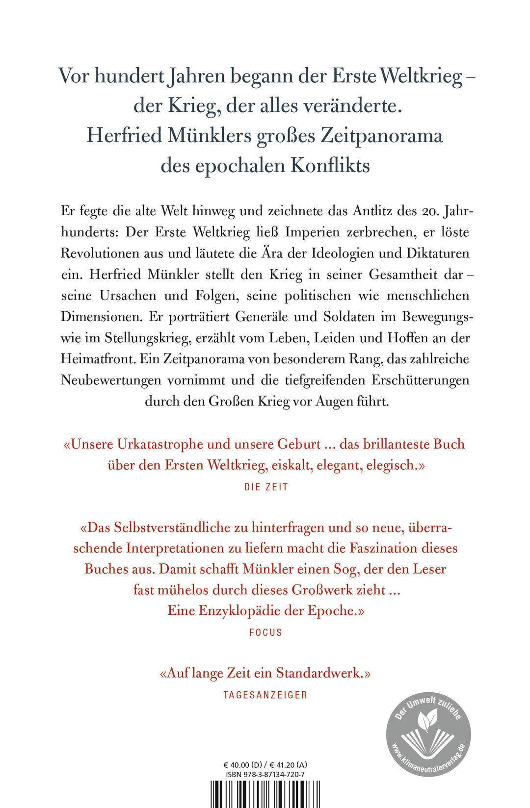 Der Große Krieg | Münkler, Herfried