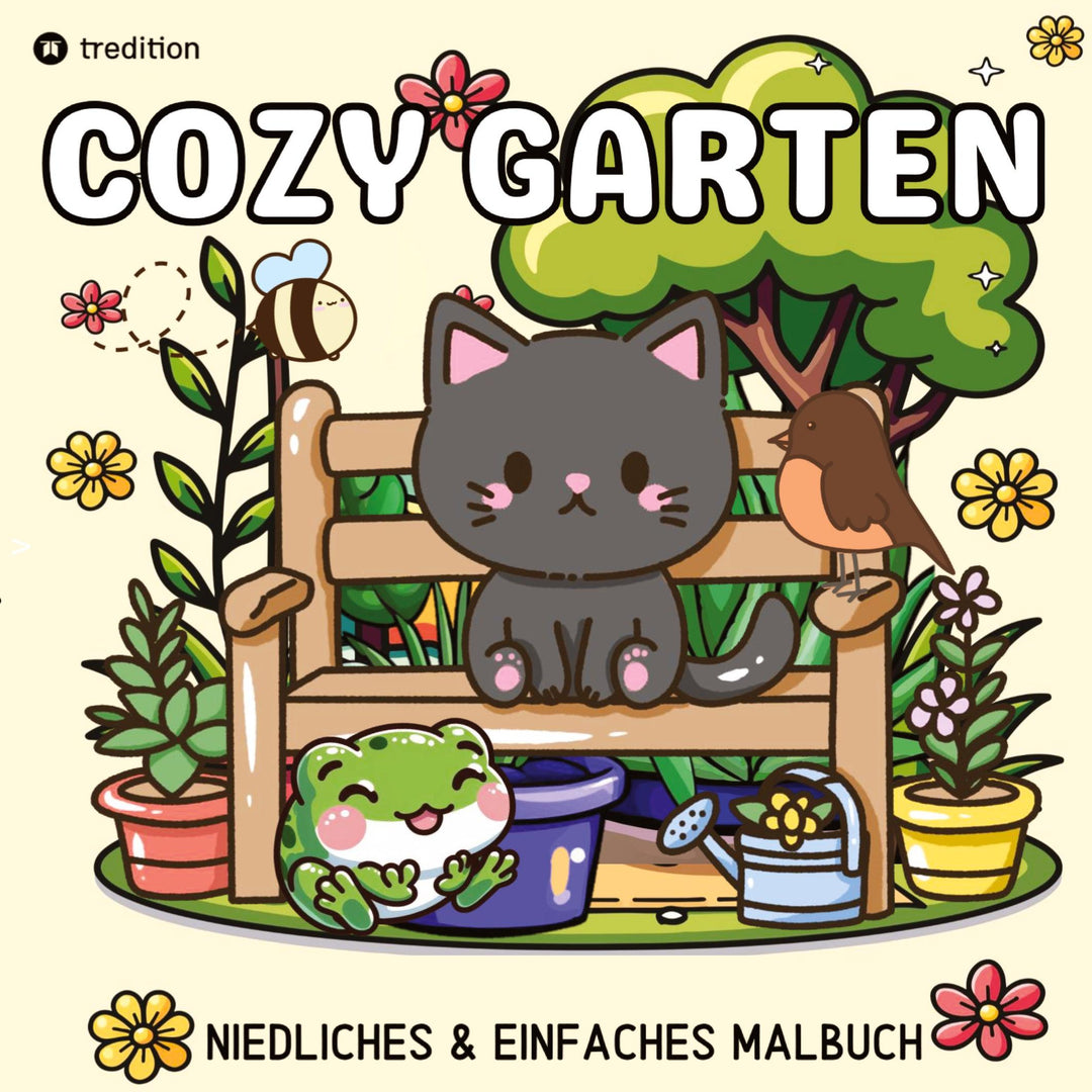 Cozy Malbuch für Erwachsene Garten Malbuch - Süße Motive aus dem Garten Bold...