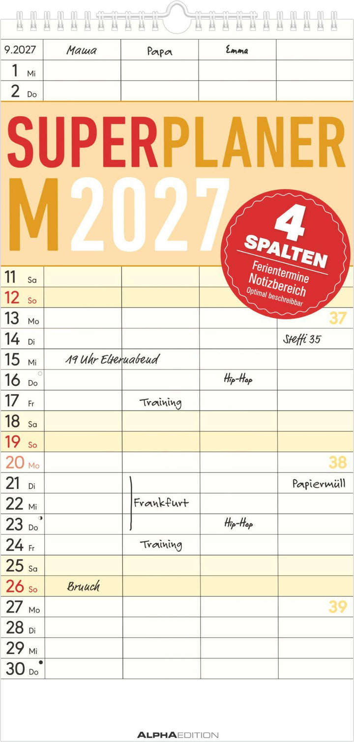 Superplaner M - 4 Spalten 2027 | -