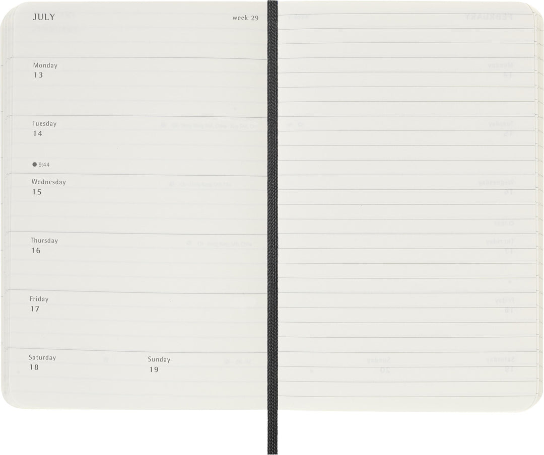 Moleskine 12 Monate Wochen Notizkalender 2026, Pocket/A6, 1 Wo = 1 Seite, re...