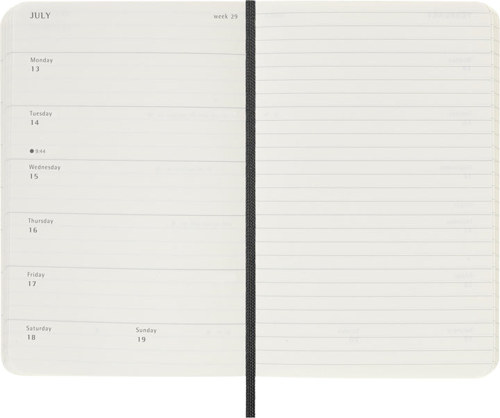 Moleskine 12 Monate Wochen Notizkalender 2026, Pocket/A6, 1 Wo = 1 Seite, re...